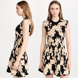 TANYA TAYLOR Juelina Knit Pleated Dress Cocktail Beige Black Small